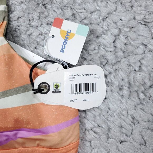 Prana Willow Falls Reversible Bikini Swim Top Waves Orange Green Size Small - Picture 4 of 5